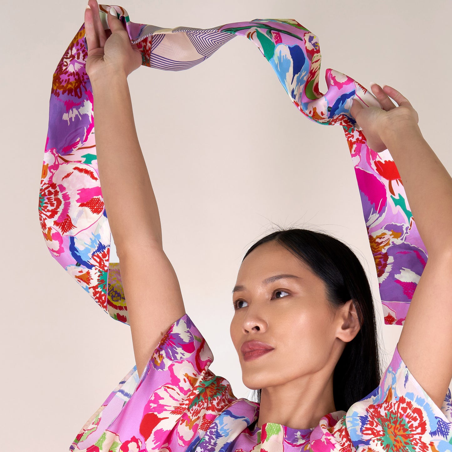 Floral burst silk scarf