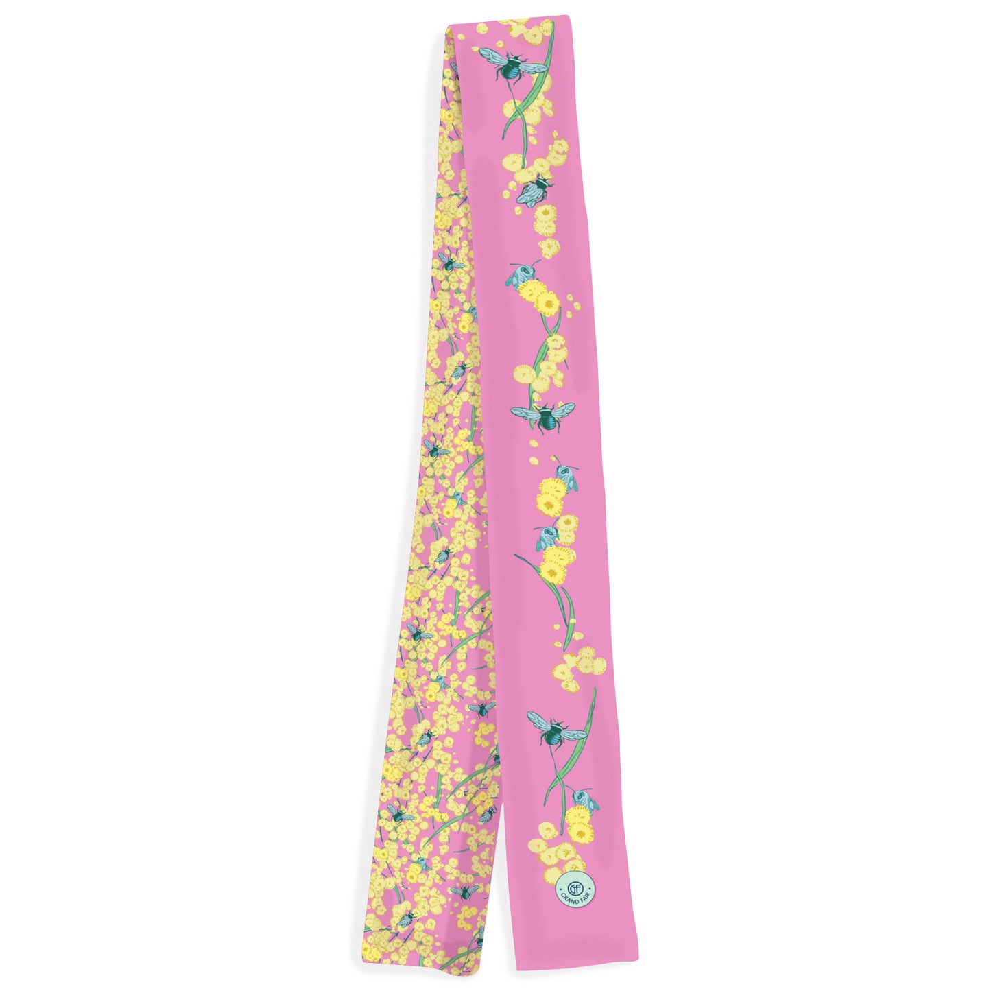Blue banded bee - candy pink wristlet